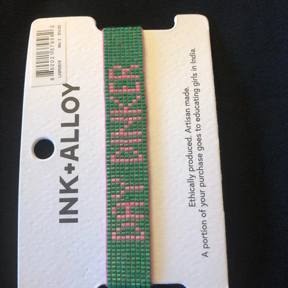 INK+ALLOY Green and Pink Beaded Bracelet - Picture 1 of 3